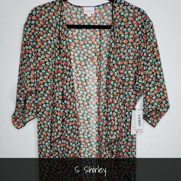 LuLaRoe Shirley Kimono NWT Red and Blue Floral - Picture 1 of 2